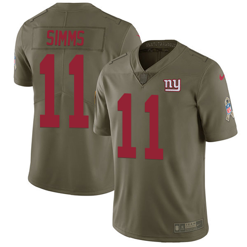 Nike Giants #11 Phil Simms Olive Youth Stitched NFL Limited Salute to Service Jersey